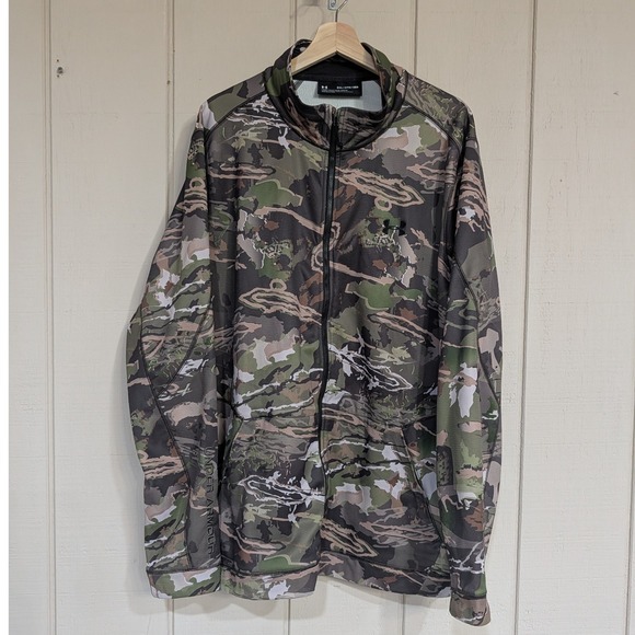 Under Armour Threadborne Mens 3XL Camo Full Zip Hunting Jacket Forest Camouflage